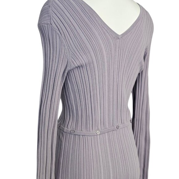 Revolve LPA Delaire Button Off Midi Dress, Dusty Purple, Stretch, Ribbed, Size L - Picture 6 of 10